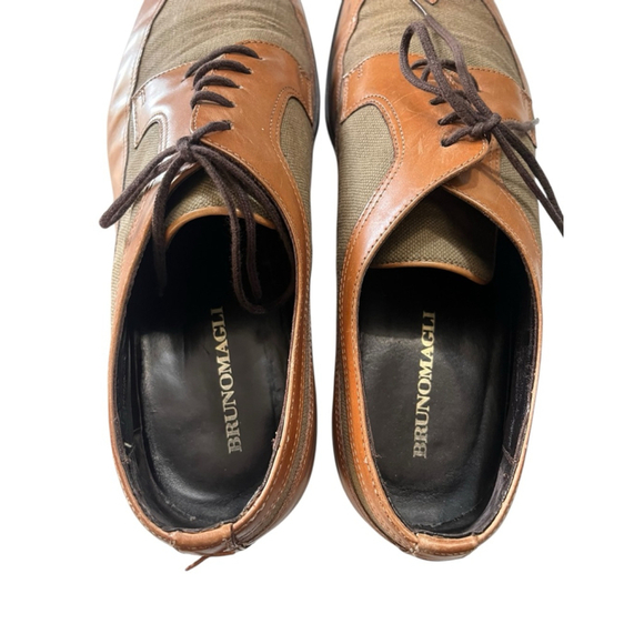 Bruno Magli Rudello Size 10 Derby Leather Shoes Italy Two-Toned Brogue Oxfords